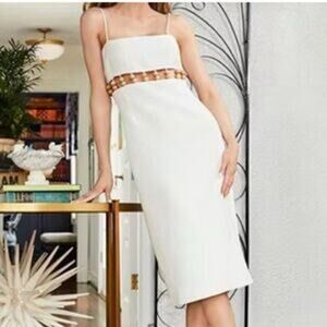 Antonio Melani Eos Crinkle Gauze Cut Out Beaded Square Neck Dress, Sz 4 -- NWT
